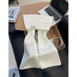 专治腿粗加薄绒白色四面弹高腰直筒微喇牛仔裤女2025宽松微喇长裤