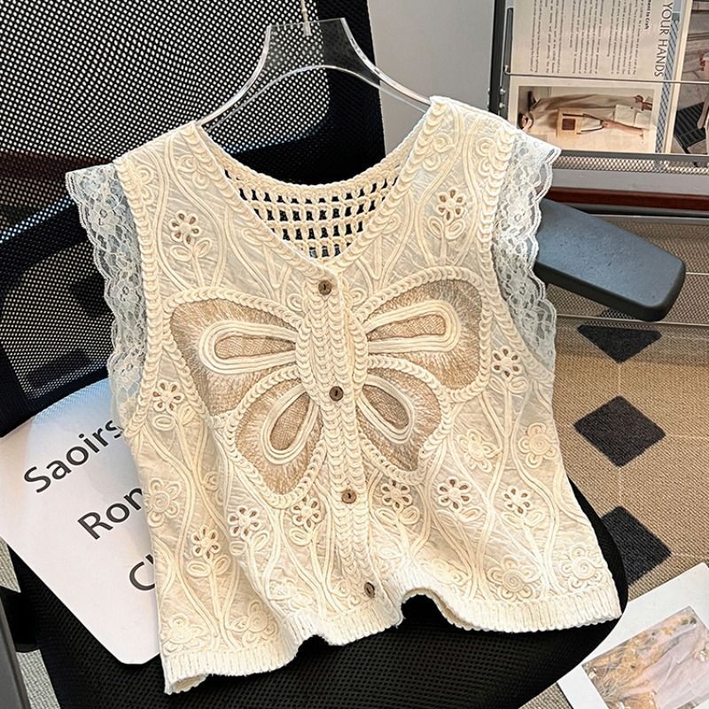 2025夏季新款法式花边马甲