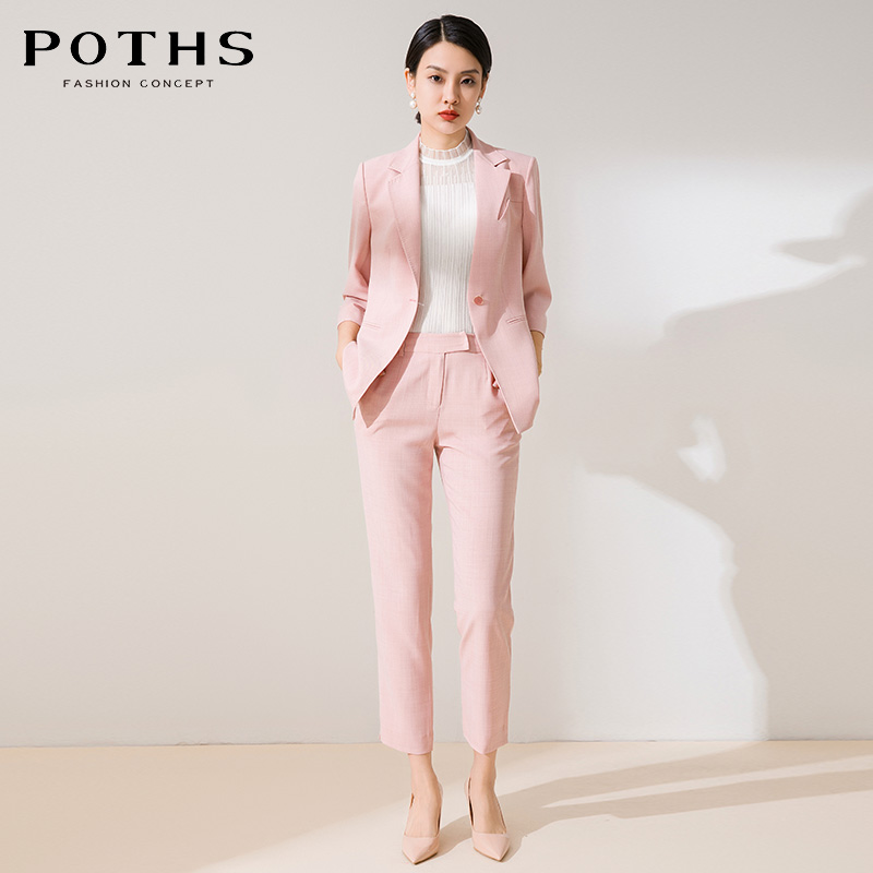 铂玺/POTHS7分袖一粒扣西装套装