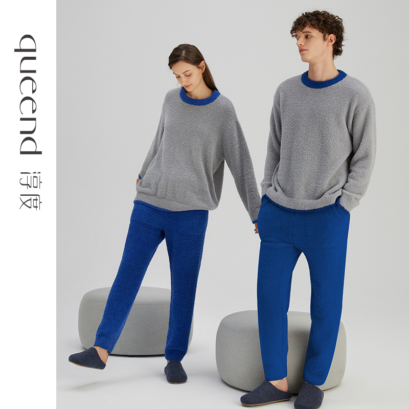 淳度半边绒睡衣情侣长袖长裤