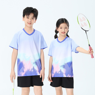 儿童羽毛球服定制运动中小学生训练团队服夏季速干男女童上衣印字