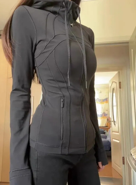 奥莱SIMISI LULU瑜伽外套女Define裸感健身夹克修身连帽运动服秋