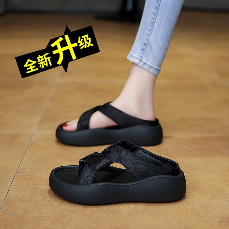 网红爆款品牌清仓厚底松糕凉拖鞋女夏季外穿2025新款小个子增高时