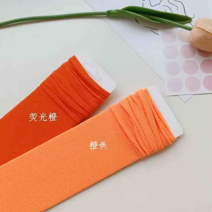 薄款橙色袜子女夏天冰冰袜透气百搭外穿中筒袜春秋日系橘色堆堆袜