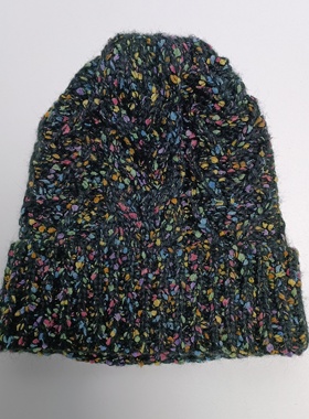 头围54-56cm黑色混色女士针织帽毛线帽子保暖护耳满20元包邮