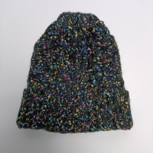 包邮 56cm黑色混色女士针织帽毛线帽子保暖护耳满20元 头围54