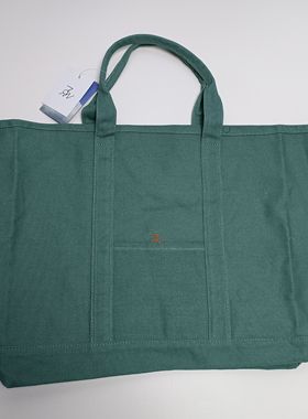 日单工装风蓝绿色纯棉大托特包手提帆布包满20元包邮