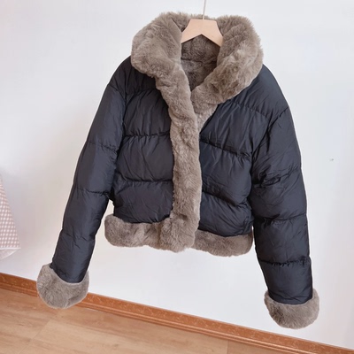 双面穿环保皮草人造毛加厚立领开衫外套黑外贸英国潮牌collusion