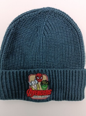 儿童头围52cm孔雀蓝刺绣儿童针织毛线帽子外贸单满20元包邮