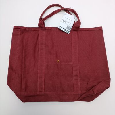 日单工装风枣红色学院风纯棉大托特包手提帆布包满20元包邮