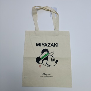MIYAZAKI本白色轻便压边单肩薄棉布袋米老鼠无纸牌满20元 包邮