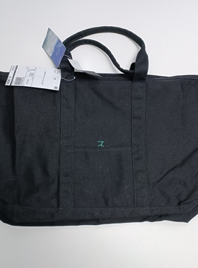 日单工装风黑色纯棉大托特包手提帆布包满20元包邮