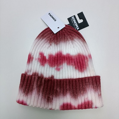 头围58-64cm莓色扎染针织帽毛线帽子外贸单满20元包邮