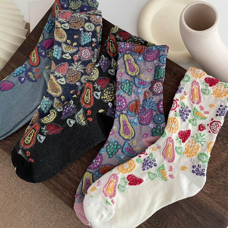 复古四季女士浮雕水果图案