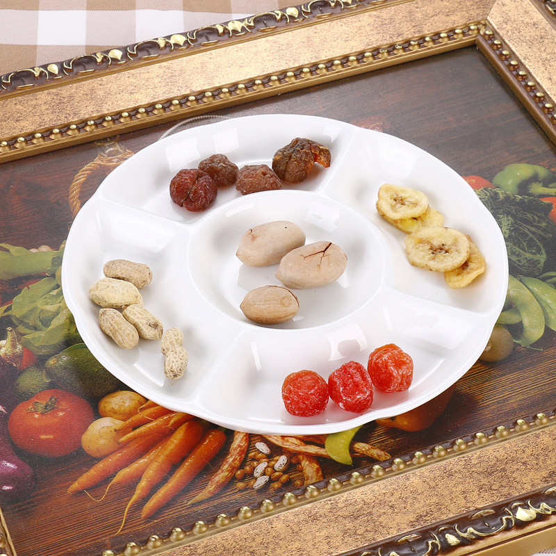 陶瓷酒店餐具创意五果盘五格拼盘小吃拼盘点心盘圆分格盘干果盘子