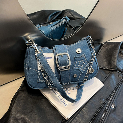 ZATZ潮酷徽章牛仔小包腋下包