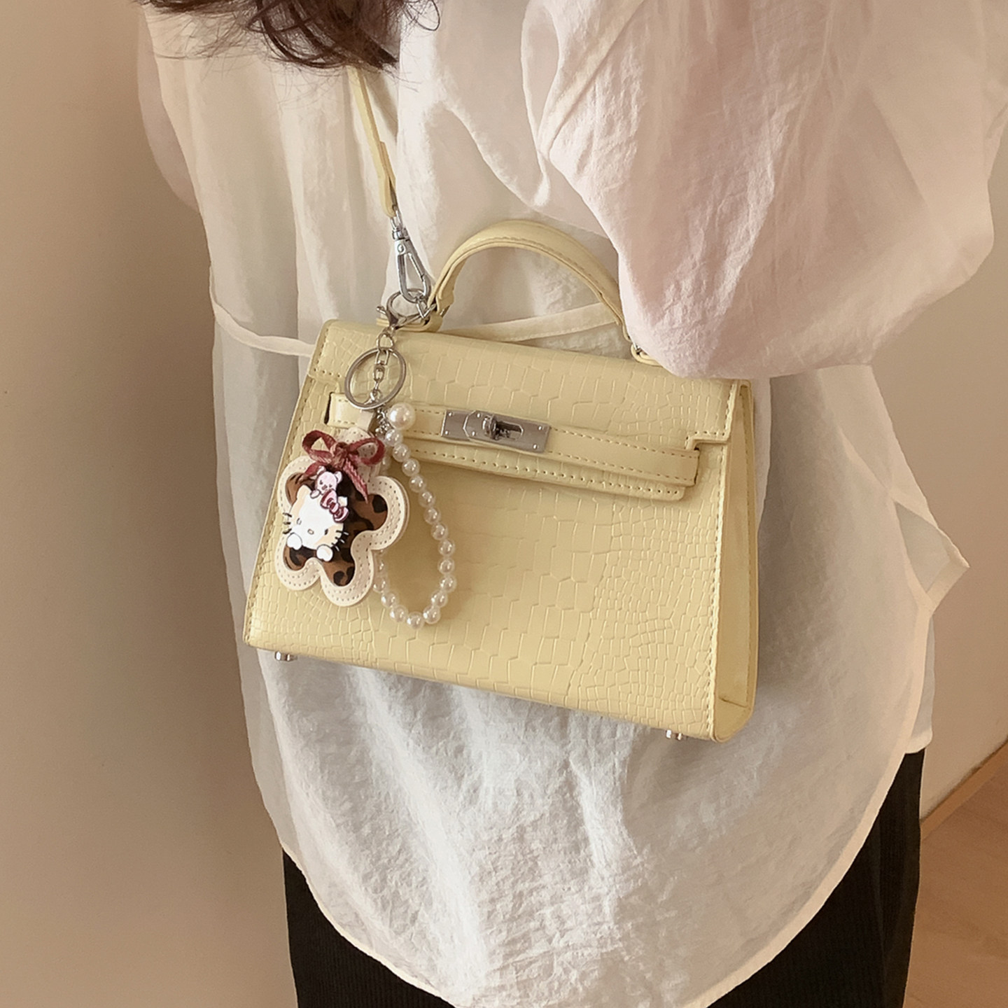 早春百搭鳄鱼纹小包包女2026新款洋气手拎凯莉包高级感通勤斜挎包,箱包皮具/热销女包/男包,小方包,淘宝优惠券,粉丝福利购,淘宝优惠卷