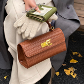 小众设计复古小包包女2025新款 编织纹手提小方包秋冬高级感斜挎包