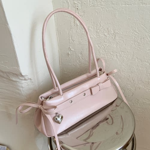 ZATZ芭蕾风蝴蝶结油蜡皮法棍包