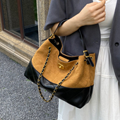 麂皮磨砂托特包夏季 菱格链条大包包女2025新款 时尚 复古通勤腋下包