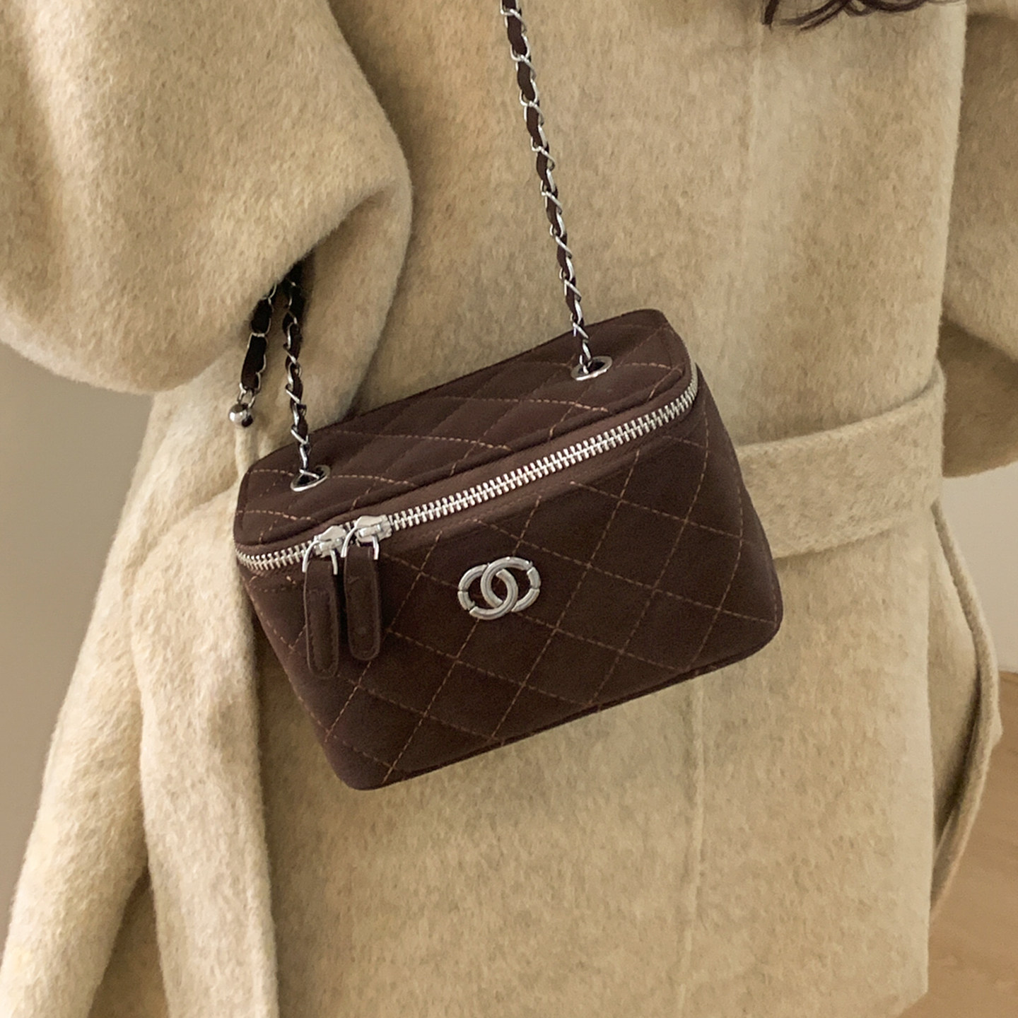 复古菱格小包包女2025新款百搭链条单肩斜挎包秋冬质感盒子小方包,箱包皮具/热销女包/男包,小方包,淘宝优惠券,粉丝福利购,淘宝优惠卷