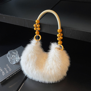 毛茸茸手拎小包包女2025新款潮时尚通勤腋下云朵包秋冬百搭腋下包