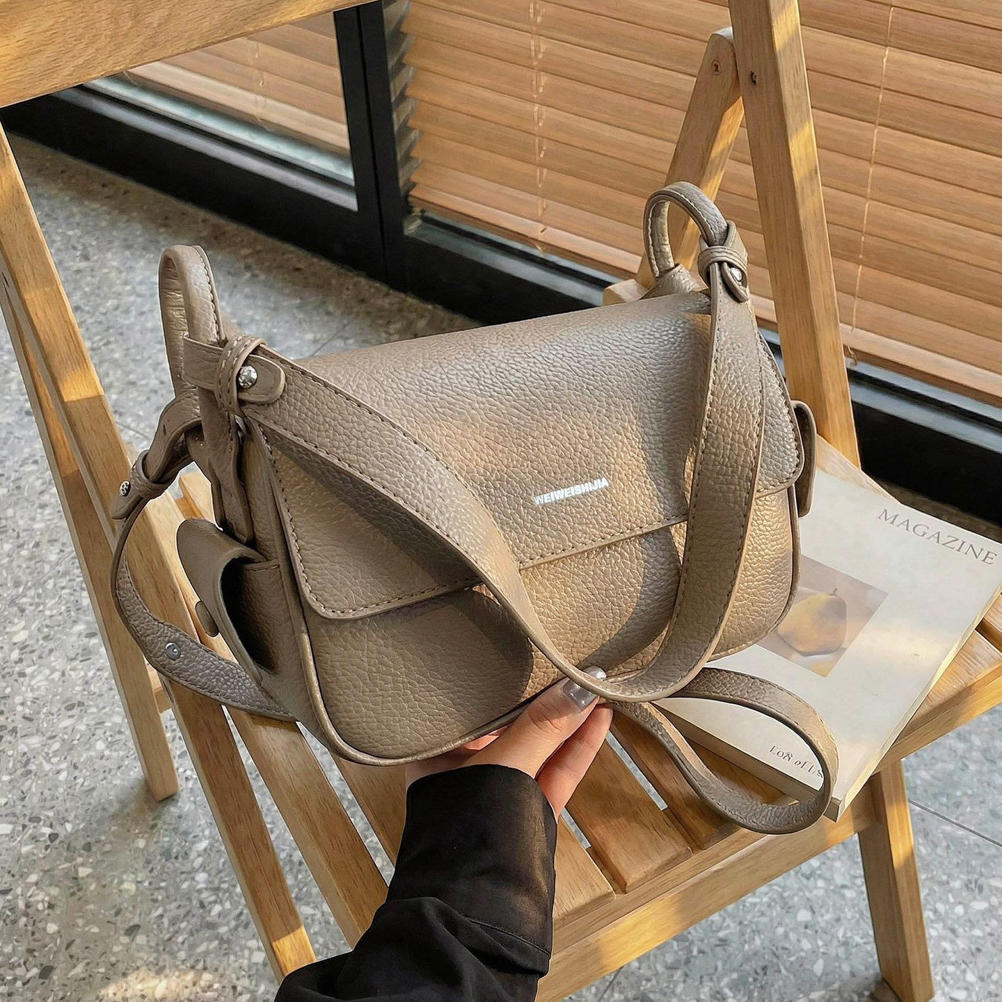 简约腋下小包包女2025新款潮时尚百搭小方包冬季流行荔枝纹斜挎包,箱包皮具/热销女包/男包,小方包,淘宝优惠券,粉丝福利购,淘宝优惠卷