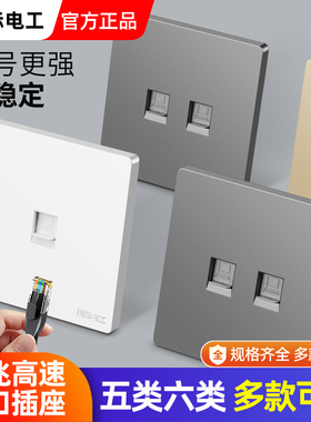 86型五类六类千兆一位二位单双电脑插口网络宽带网口网线插座面板