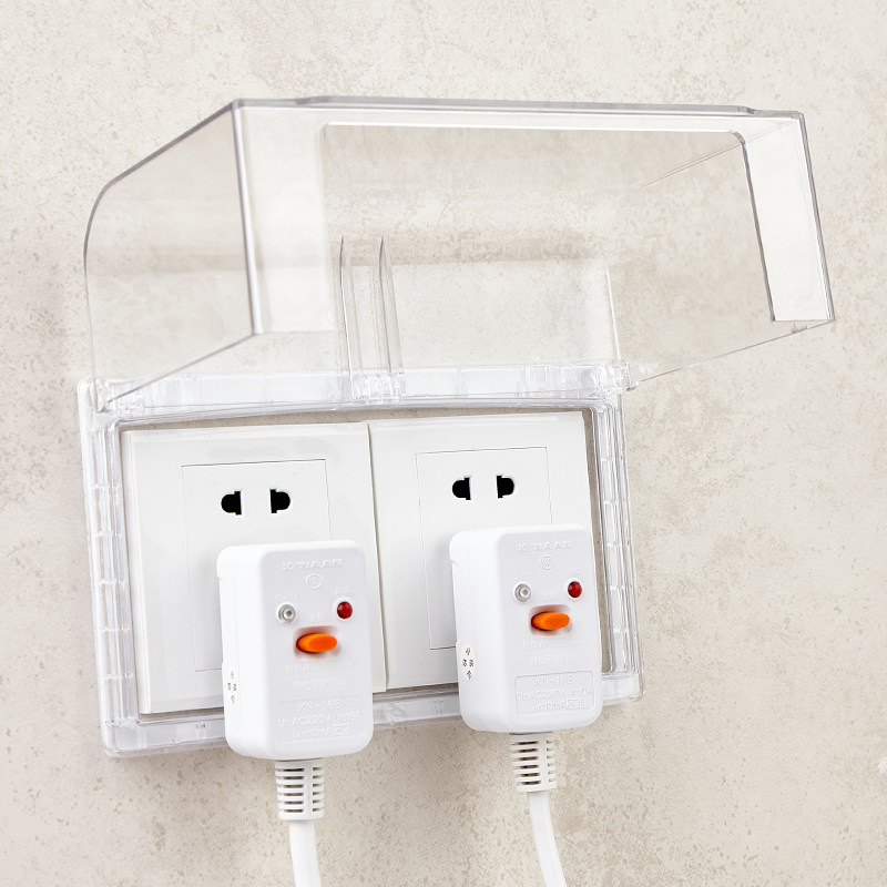86型透明粘贴式免打孔一二位双连联体开关插座保护盖防溅盒防水罩