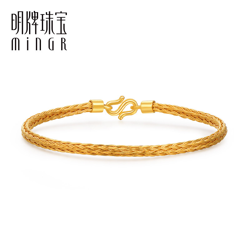 明牌珠宝复古编织礼物足金手链