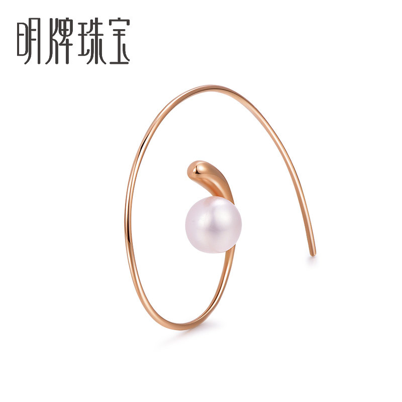 明牌珠宝18K金耳钉 几何珍我系列珍视单只珍珠耳钉时尚女CSH0099属于什么档次？