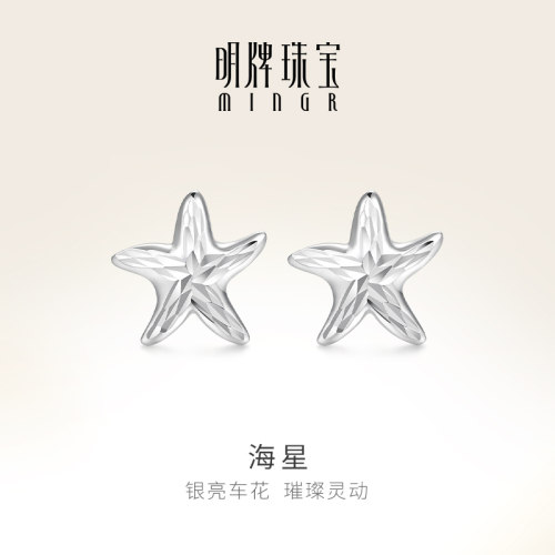 明牌珠宝铂金PT950海星耳钉