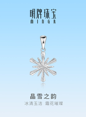 明牌珠宝铂金PT950晶雪之韵吊坠 白金轻奢雪花小众送女友BFC0102