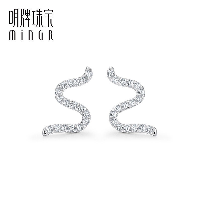 明牌珠宝铂金耳饰 PT950镶嵌锆石耳钉S型白金女士耳环礼物BFH0053高性价比高么？