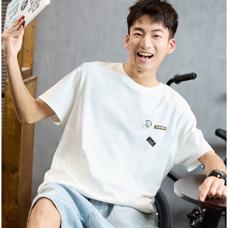 唐狮短袖t恤男2025夏季新款ins潮牌休闲宽松简约圆领纯棉半袖上衣