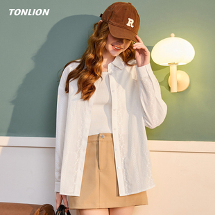 唐狮白色长袖T恤女2026春季新款通勤宽松设计感小众休闲衬衣外套