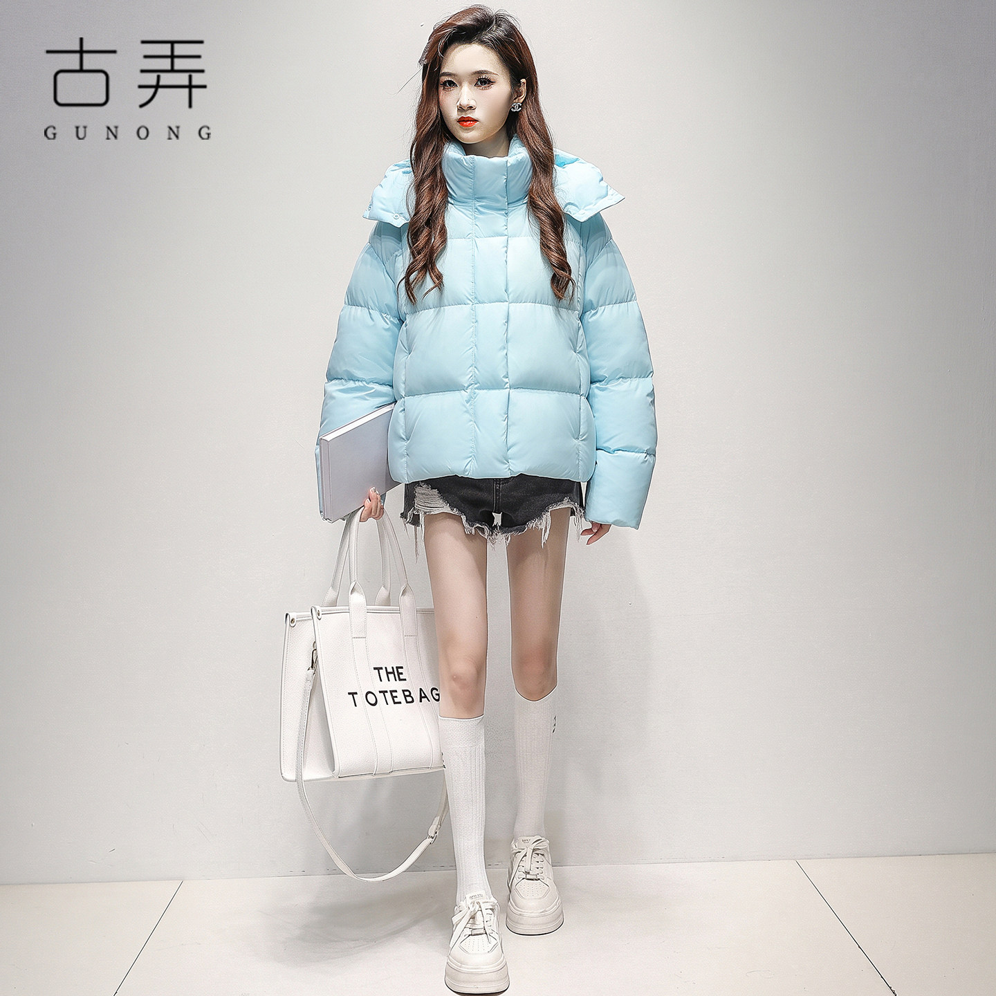 韩版女装宽松连帽云朵泡芙羽绒服
