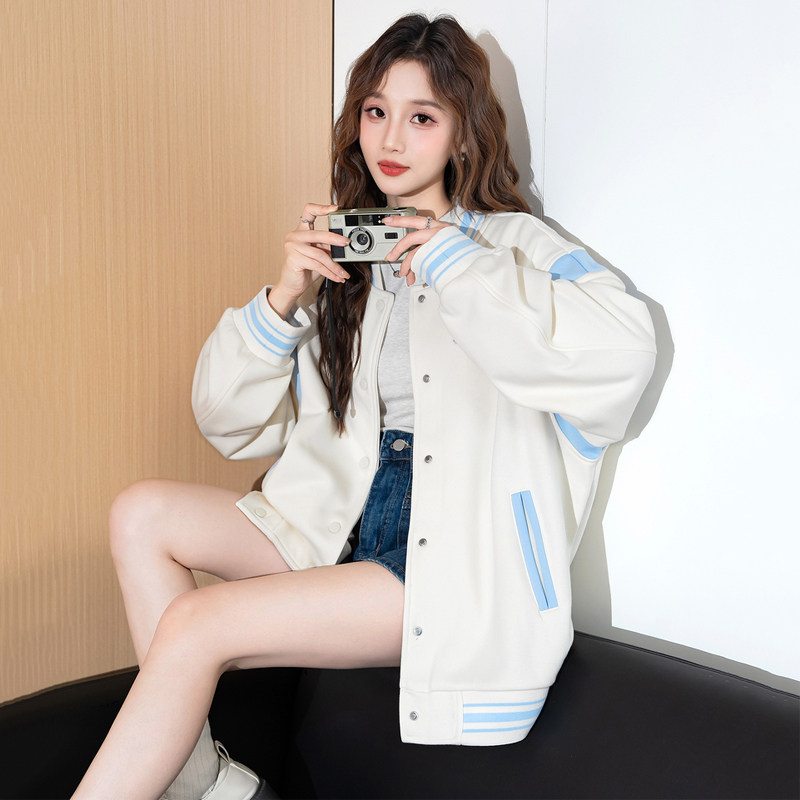 唐狮超火美式棒球服2025秋季新款女装休闲上衣宽松小个子加绒外套