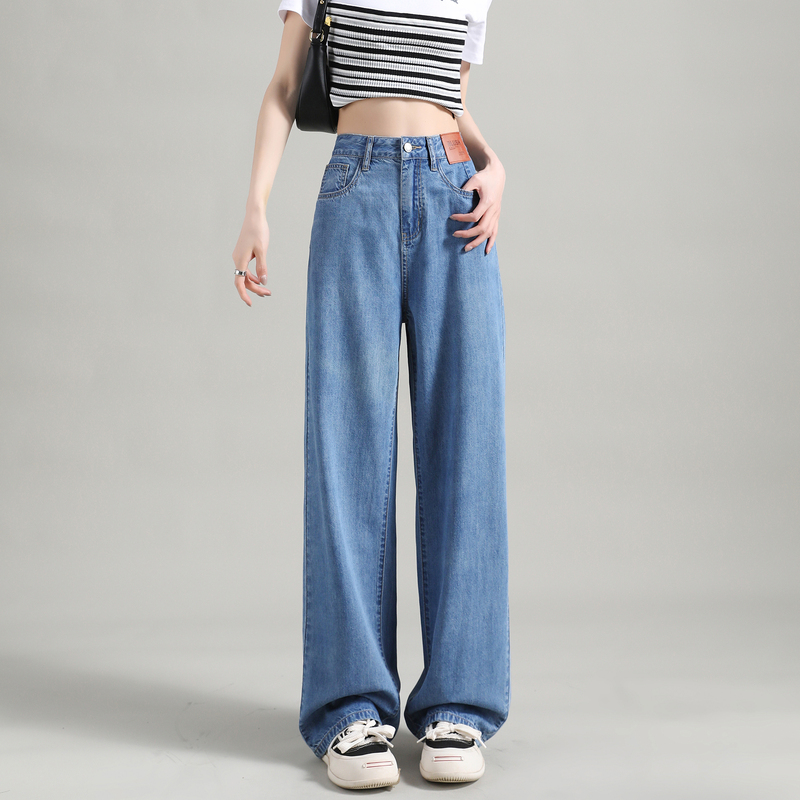 唐狮高腰牛仔裤女2025夏季新款慵懒风裤子宽松显瘦薄款垂感阔腿裤