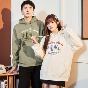 唐狮情侣装连帽卫衣男女款2025秋季新款宽松青少年套头上衣外套潮