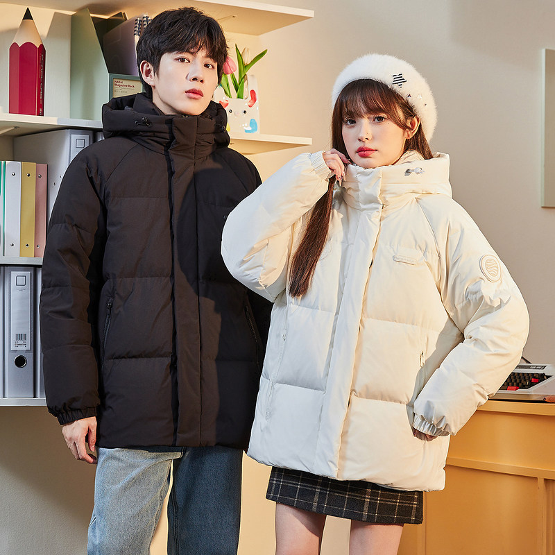 唐狮情侣羽绒服男女2025冬季新款韩版宽松连帽加厚面包服短款外套