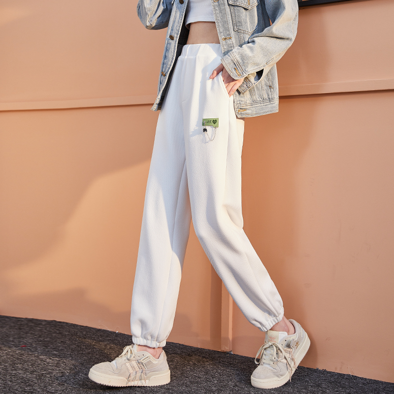 唐狮休闲裤女2025春季新款束脚卫裤宽松显瘦百搭小个子九分运动裤