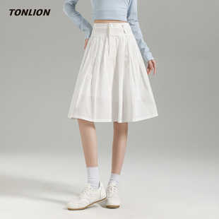 唐狮白色半身裙女2026春夏新款 百搭a字裙 miu系穿搭高腰显瘦中长款