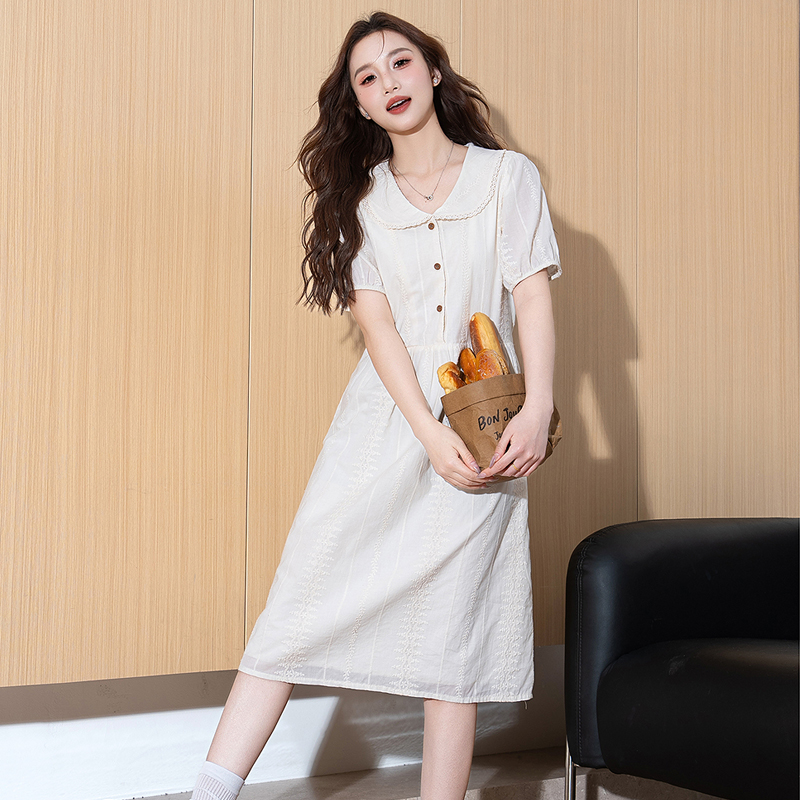 唐狮娃娃领收腰显瘦法式连衣裙女