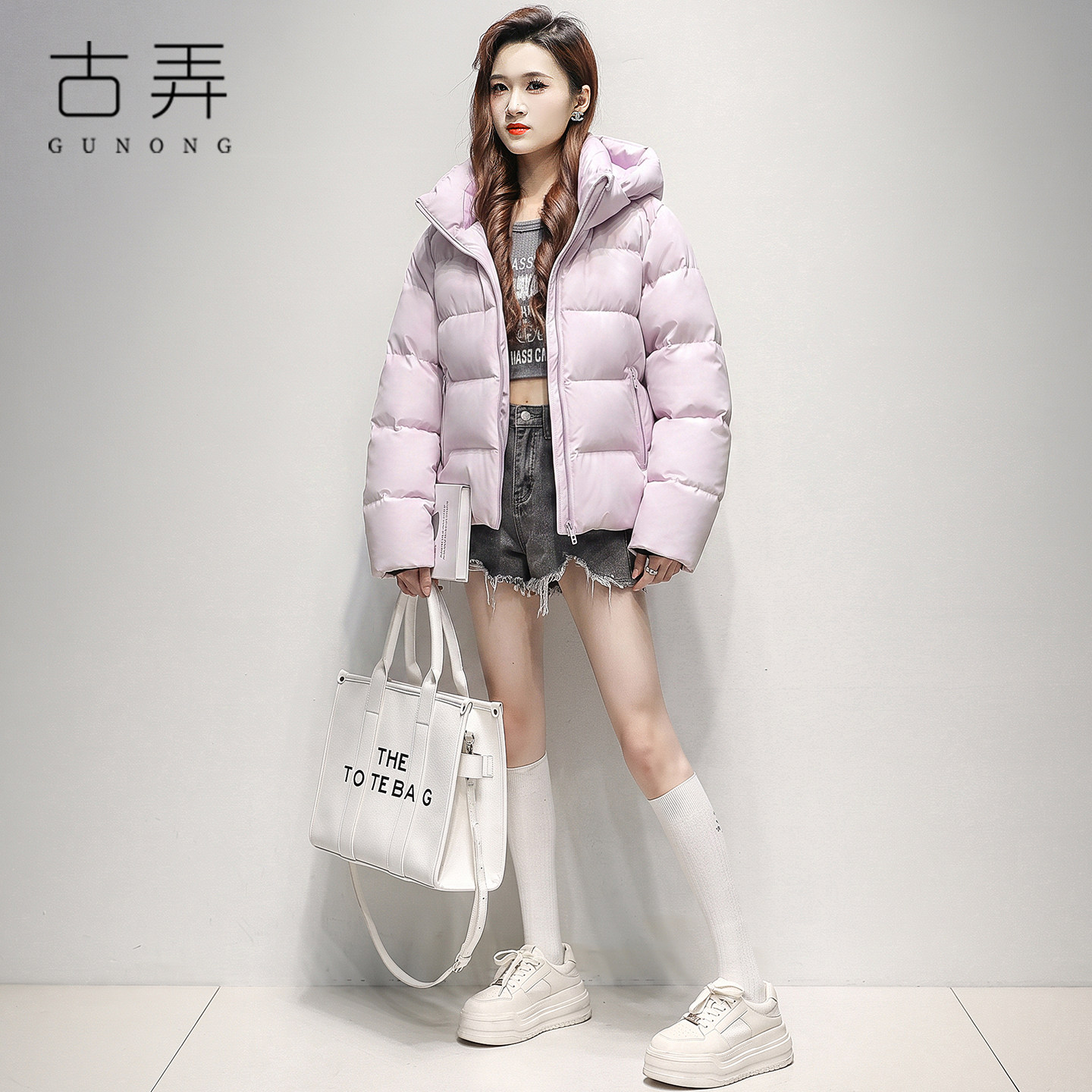韩版女装宽松连帽短款保暖羽绒服