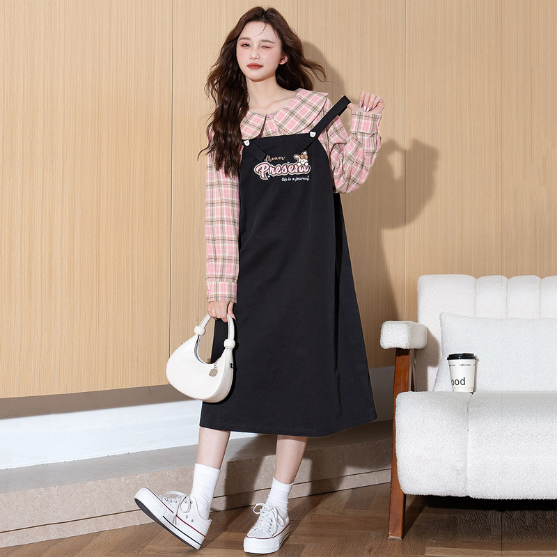 唐狮牛仔背带连衣裙女2025夏季新款甜美宽松显瘦小个子爆款小黑裙