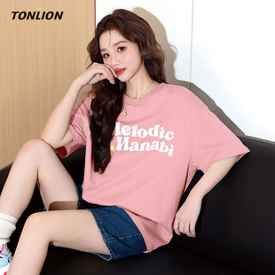 唐狮今年流行爆款短袖T恤女2026夏季新款字母印花宽松小个子上衣