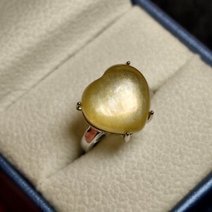 天然黄金锂云母戒指紫锂云母戒指七彩光蛋面水晶戒指活口金光闪闪