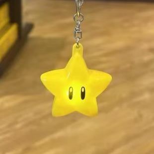马里奥周边星星发光包包挂件可爱卡通书包背包挂饰钥匙扣礼物创意