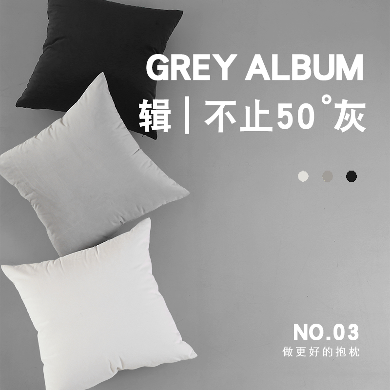 高品质现代轻奢黑白灰天鹅绒抱枕